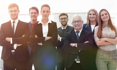 closeup portrait of a leading business team.