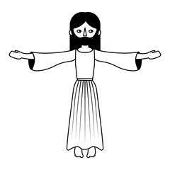 jesus christ praying sacred religious vector illustration