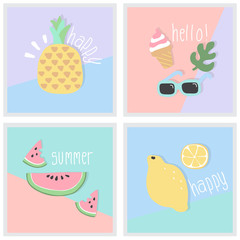 Fototapeta premium Summer Greeting card,Fruit,Doodle,Design Element