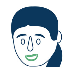 woman face happy character cartoon vector illustration green and blue