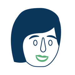 woman face happy character cartoon vector illustration green and blue
