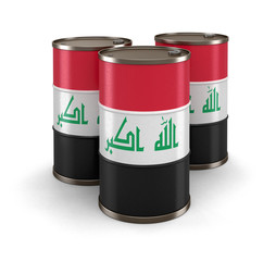 Oil barrel with flag of Iraq. Image with clipping path