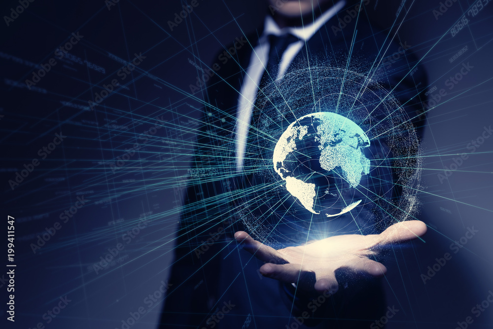 Poster global communication network concept.
