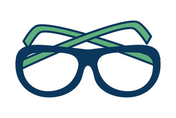 glasses optic accessory object icon vector illustration green and blue