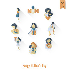 Fototapeta na wymiar Happy Mothers Day Icons
