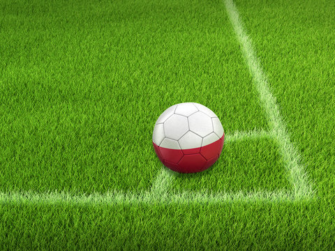 Soccer football with Polish flag