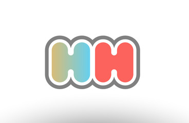 orange pastel blue alphabet letter hh h h logo combination icon design