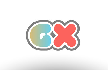 orange pastel blue alphabet letter gx g x logo combination icon design