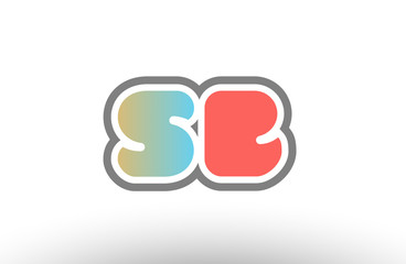 orange pastel blue alphabet letter sb s b logo combination icon design