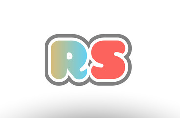 orange pastel blue alphabet letter rs r s logo combination icon design