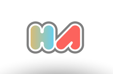orange pastel blue alphabet letter ha h a logo combination icon design