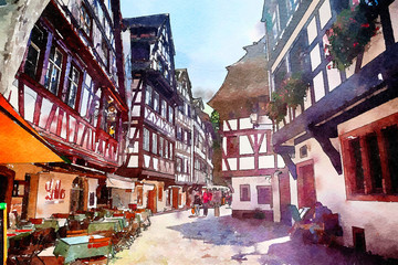 part of old town, Strasbourg,  France - obrazy, fototapety, plakaty