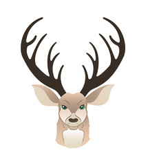 Fashion portrait of hipster deer. Reindeer dressed up in coat, furry art character, trand animals, anthropomorphism. Vector illustration for t-shirt print, card, poster, banner