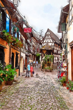 Equisheim  village in Alsace countryside