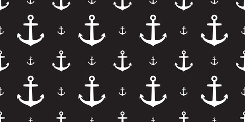 Anchor Seamless Pattern vector maritime Nautical sea ocean boat isolated repeat background wallpaper black
