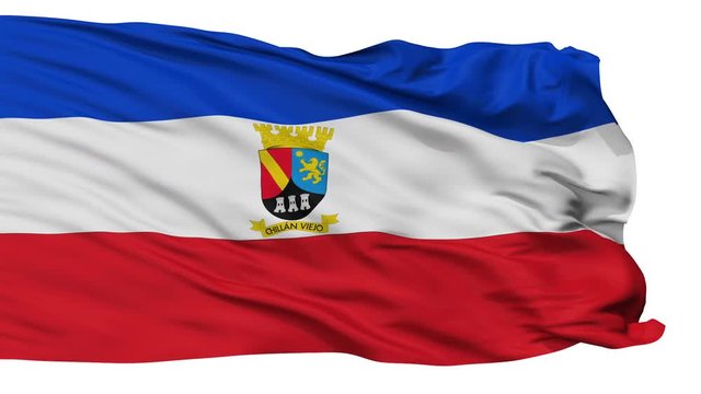 Chillan Viejo flag, city of Chile, realistic animation isolated on white seamless loop - 10 seconds long (alpha channel is included)