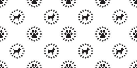 Dog Paw Seamless pattern isolated french bulldog vector puppy cat wallpaper repeat background white