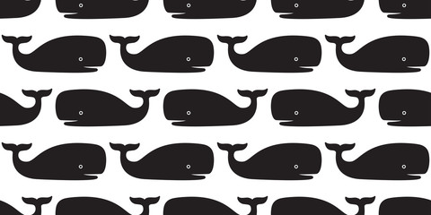 whale dolphin Seamless Pattern shark tail fin vector isolated repeat background wallpaper illustration © CNuisin