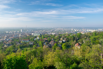 Fototapeta na wymiar Scenic view of Kelenfold district from Gellert hill park, Budapest, Hungary