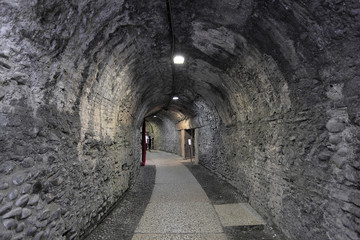 Fototapeta na wymiar Verona, Italy - historic city center - ancient Roman Arena, Amphitheater underground tunnels and walls with arches
