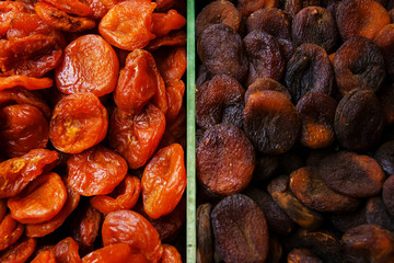 bright dried apricots are of two types top view