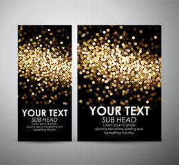 Abstract gold sparkle glittering background on Brochure business design template or roll up.