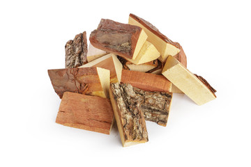 Pile of firewood isolated on a white background