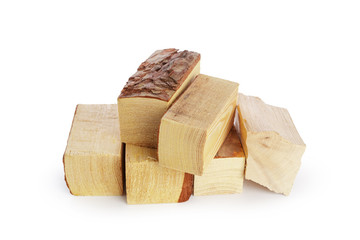 Pile of firewood isolated on a white background