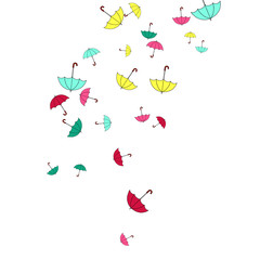 Pretty summer background with umbrellas. Umbrellas In Cartoon Free Style. Pattern Art Illustration Vector