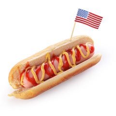 Fresh hot dog isolated on white