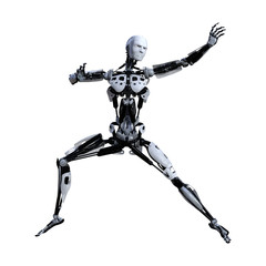 3D Rendering Male Robot on White