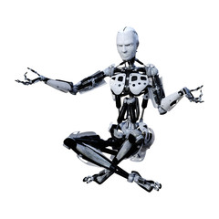 3D Rendering Male Robot on White