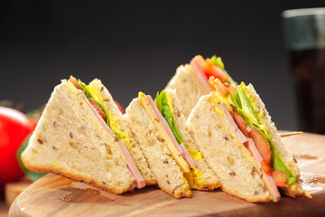 sandwich on a wooden table
