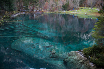 Blausee (Blue Lake) near the hiking paradise of Berner Oberland, Switzerland