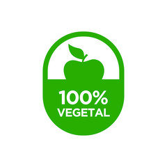 100% Vegetal icon. Vector illustration.