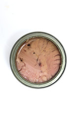 tin tuna on white