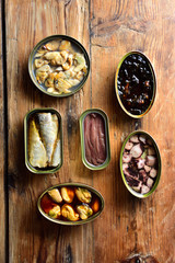 tin cans on a table