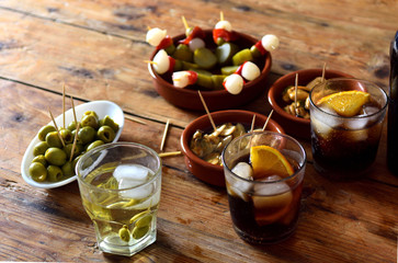 still life of typical spanish and italian snack
