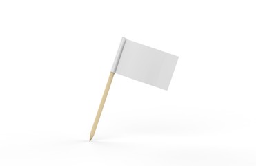 Toothpick Flag Mockup On Isolated White Background, 3D Illustration