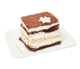 Fototapeta na wymiar Tiramisu Cake Isolated on White Background