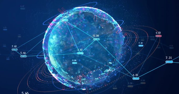 futuristic infographic of data connections and global network represent Big data concept and 

node base programming,4k seamless loop