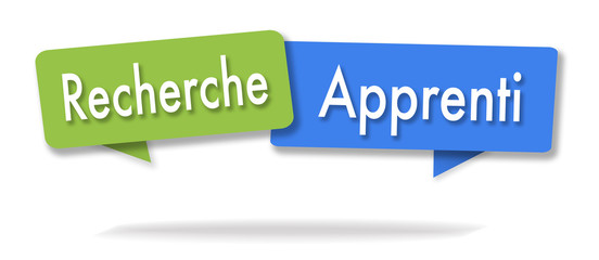 Apprentice search illustration in two colored bubbles