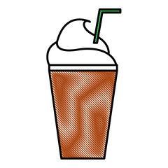 takeaway milkshake cup cream straw vector illustration