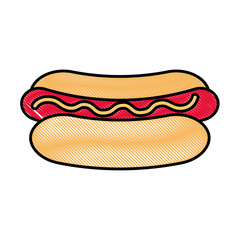 hot dog sausage mustard fast food vector illustration