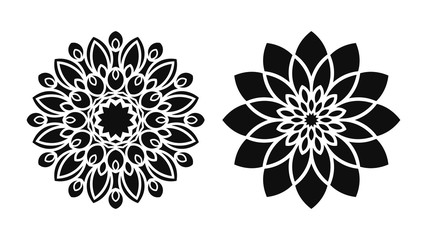 Set of two vector mandalas. Tattoo floral patterns.