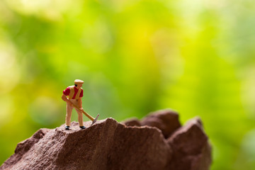 little miner is digging for bitcoin  . conceptual image for bitcoin mining and discovery crypto currency. , financial concept