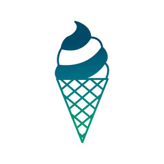 ice cream cone cold tasty sweet vector illustration degraded green color