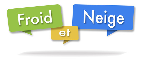 Cold and snow illustration in three colored bubbles