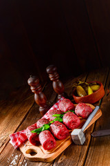 fresh raw beef roulades