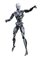 3D Rendering Male Robot on White